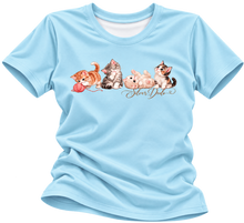 Cargar imagen en el visor de la galería, Camiseta para mujer The Little Cat Parade columbia blue