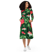 Load image into Gallery viewer, Vestido midi con manga larga Tropical