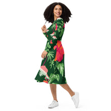 Load image into Gallery viewer, Vestido midi con manga larga Tropical
