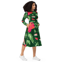 Load image into Gallery viewer, Vestido midi con manga larga Tropical