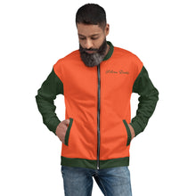 Load image into Gallery viewer, Chaqueta bomber unisex naranja verde