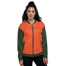 Load image into Gallery viewer, Chaqueta bomber unisex naranja verde