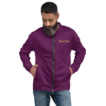 Load image into Gallery viewer, Chaqueta bomber unisex púrpura de tiro