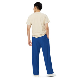 Pantalón ancho unisex azul cerúleo oscuro