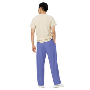 Pantalón ancho  unisex azul pizarra medio