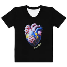 Load image into Gallery viewer, Camiseta para mujer Blue Heartbeat negro Perfecto