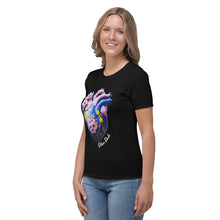 Load image into Gallery viewer, Camiseta para mujer Blue Heartbeat negro Perfecto