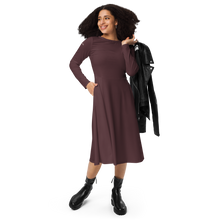 Load image into Gallery viewer, Vestido midi con manga larga vino