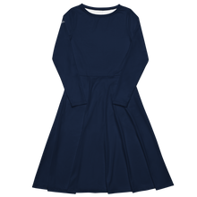 Load image into Gallery viewer, Vestido midi con manga larga azul marino