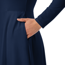 Load image into Gallery viewer, Vestido midi con manga larga azul marino