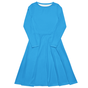 Vestido midi con manga larga azul