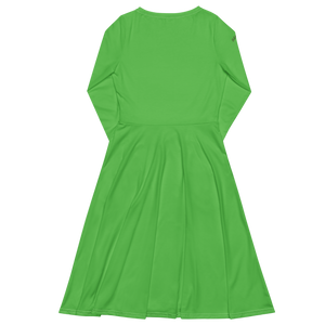 Vestido midi con manga larga verde mantis