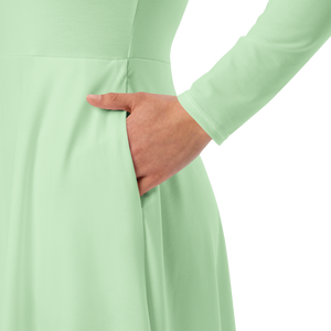Vestido midi con manga larga verde Tara