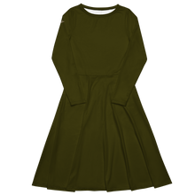 Load image into Gallery viewer, Vestido midi con manga larga verde karaka