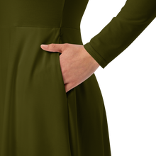 Load image into Gallery viewer, Vestido midi con manga larga verde karaka
