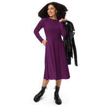 Load image into Gallery viewer, Vestido midi con manga larga berenjena