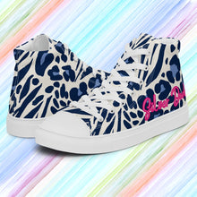 Load image into Gallery viewer, Zapatillas de lona de caña alta para mujer print animal azul