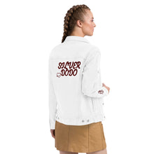 Load image into Gallery viewer, Chaqueta denim unisex Romantic bordado granate