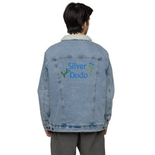 Load image into Gallery viewer, Chaqueta vaquera borreguillo unisex bordado flores azules