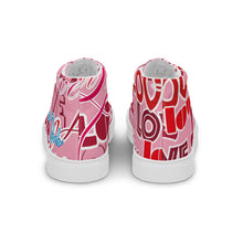 Load image into Gallery viewer, Zapatillas de lona de caña alta para mujer Love rosa