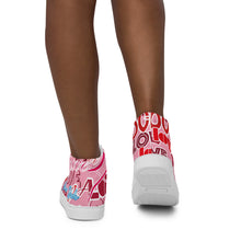 Load image into Gallery viewer, Zapatillas de lona de caña alta para mujer Love rosa