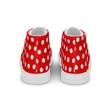 Load image into Gallery viewer, Zapatillas de lona de caña alta para mujer lunares rojo
