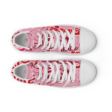Load image into Gallery viewer, Zapatillas de lona de caña alta para mujer Love rosa
