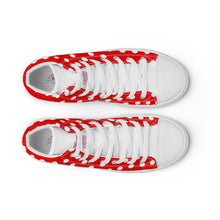 Load image into Gallery viewer, Zapatillas de lona de caña alta para mujer lunares rojo