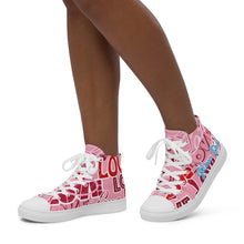 Load image into Gallery viewer, Zapatillas de lona de caña alta para mujer Love rosa
