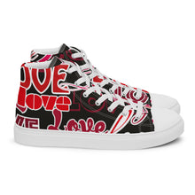 Load image into Gallery viewer, Zapatillas de lona de caña alta para mujer Love negro Peefecto