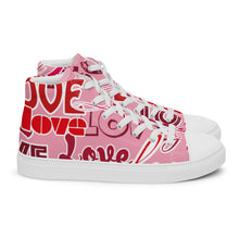 Load image into Gallery viewer, Zapatillas de lona de caña alta para mujer Love rosa