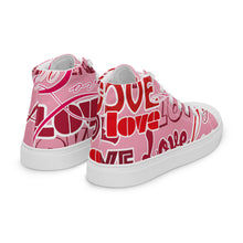 Load image into Gallery viewer, Zapatillas de lona de caña alta para mujer Love rosa