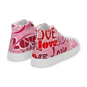 Zapatillas de lona de caña alta para mujer Love rosa