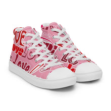 Load image into Gallery viewer, Zapatillas de lona de caña alta para mujer Love rosa