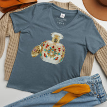 Load image into Gallery viewer, Camiseta suelta mujer cuello pico Essence of Chic pizarra de brezo