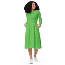 Load image into Gallery viewer, Vestido midi con manga larga verde mantis