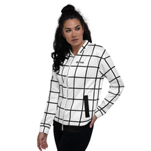 Load image into Gallery viewer, Chaqueta bomber unisex cuadros blanco-negro Perfecto