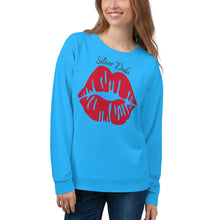 Load image into Gallery viewer, Sudadera unisex Amarilis Labios azul cielo profundo