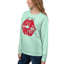 Load image into Gallery viewer, Sudadera unisex Amarilis Labios azul aire