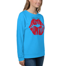 Load image into Gallery viewer, Sudadera unisex Amarilis Labios azul cielo profundo