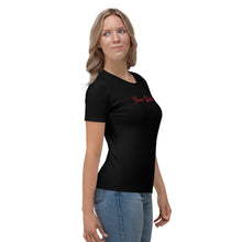 Load image into Gallery viewer, Camiseta para mujer básica negra letras rojas