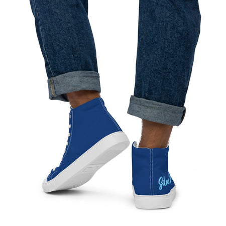 Zapatillas de lona de caña alta para hombre azul cerúleo