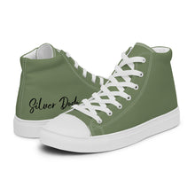 Load image into Gallery viewer, Zapatillas de lona de caña alta para hombre verde camuflage grafía negra