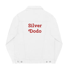 Load image into Gallery viewer, Chaqueta denim unisex bordado con letras rojas