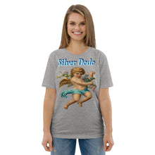 Load image into Gallery viewer, Camiseta de algodón orgánico unisex Deleite letras azules Celestial
