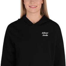 Load image into Gallery viewer, Sudadera Crop con Capucha  Luba bordado lateral blanco