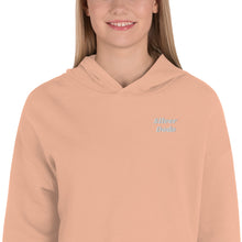 Load image into Gallery viewer, Sudadera Crop con Capucha  Luba bordado lateral blanco