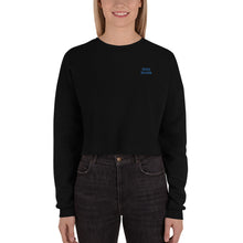 Load image into Gallery viewer, Sudadera Crop Leva bordado lateral azul
