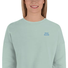 Load image into Gallery viewer, Sudadera Crop Leva bordado lateral azul
