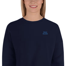 Load image into Gallery viewer, Sudadera Crop Leva bordado lateral azul
